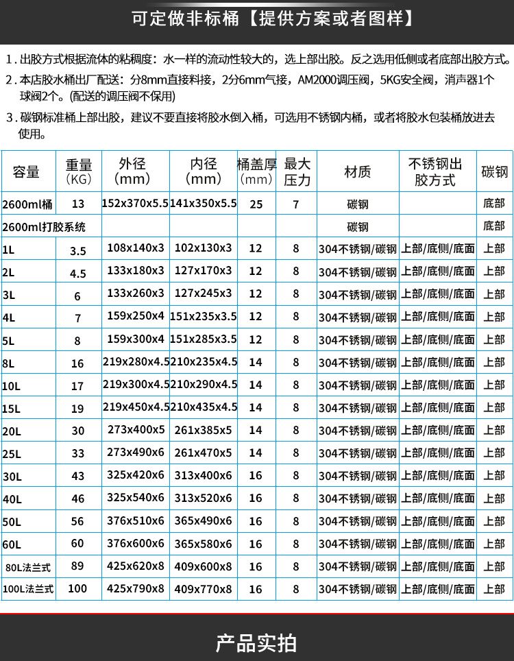 帶電機攪拌壓力桶標準桶參數(shù)